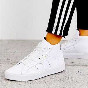 Adidas Sleek Mid white leather hi top sneakers
